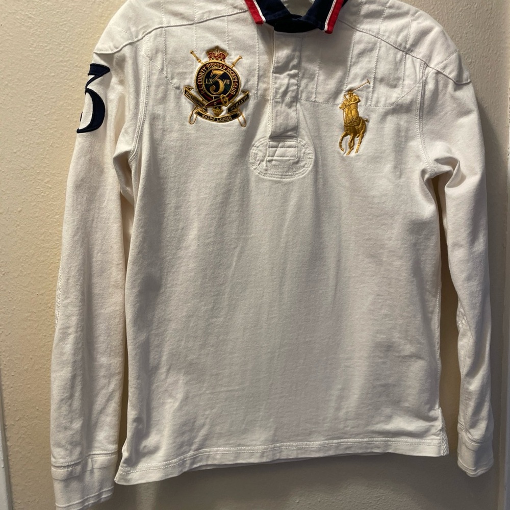 Vintage Polo Ralph Lauren Shirt Men's L Riders Jockey Club VII Rugby Pony Y2K